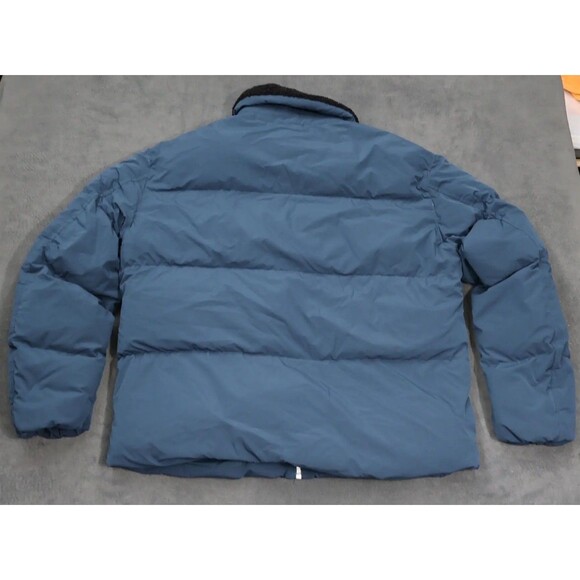 Zara Mens Puffer Bomber Jacket XL Blue Sherpa Lined Collar Full Zip Coat - Picture 7 of 16